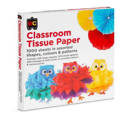 Classroom Tissue Paper Pack 1000shts Asst Shapes & Cols. EC